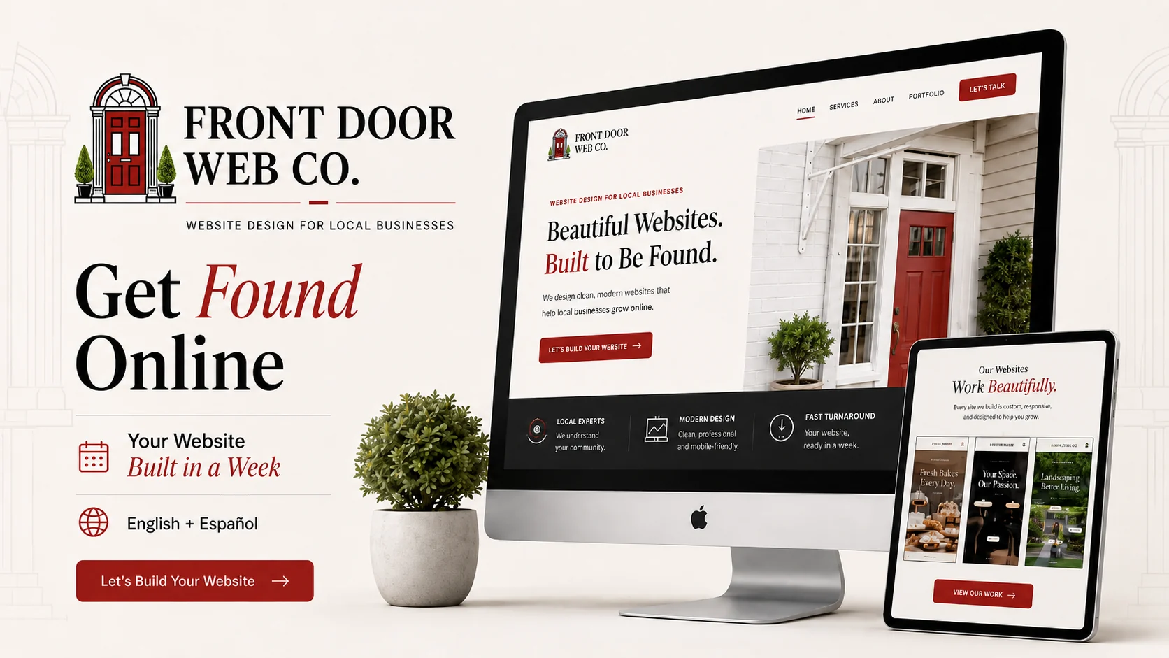 Front Door Web Co. website design displayed across desktop and tablet screens