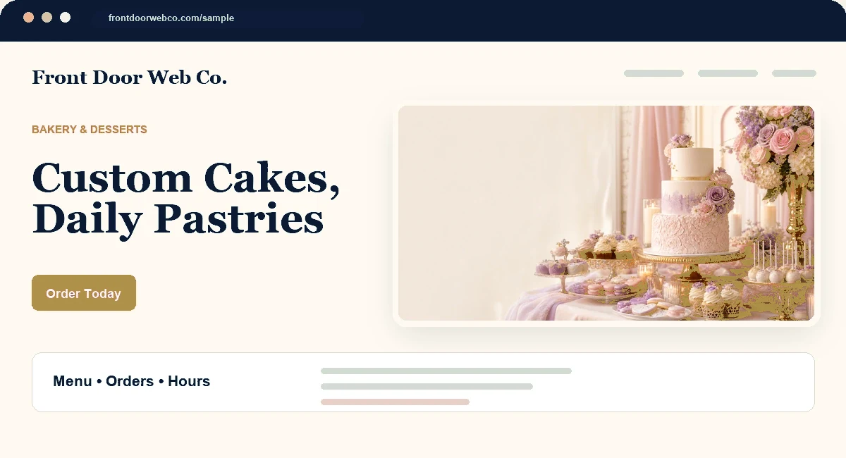 Mini website preview for the bakery and desserts sample