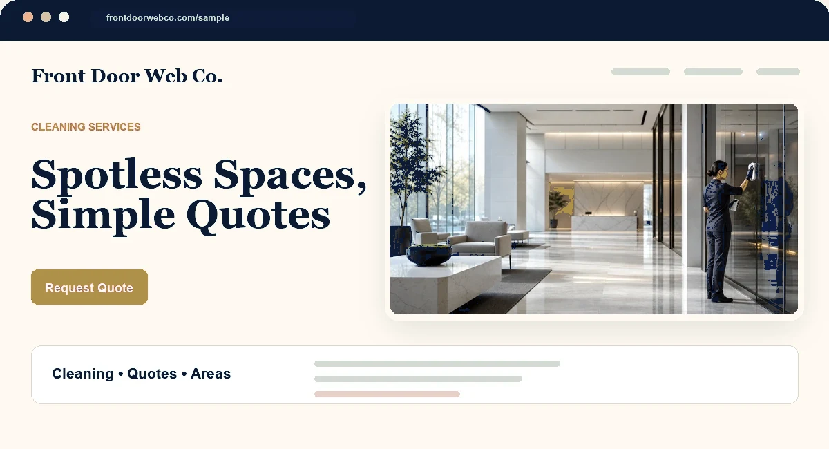 Mini website preview for the cleaning services sample