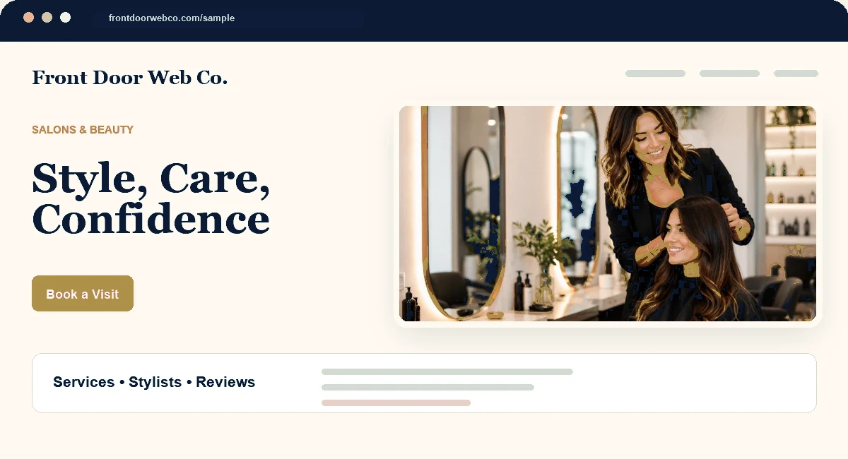 Mini website preview for the salons and beauty sample