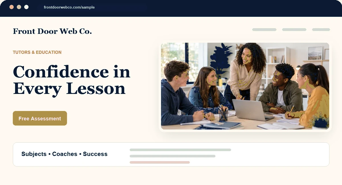 Mini website preview for the tutors and education sample