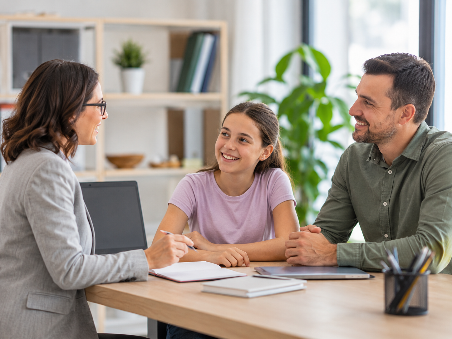 Parent and student meeting with an academic coach